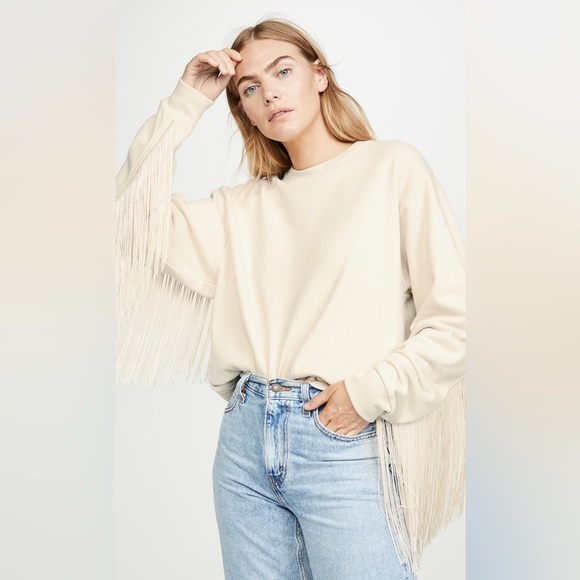 Levi's Tops - Levi's Ashley Beige Fringe Crew Neck Sweatshirt